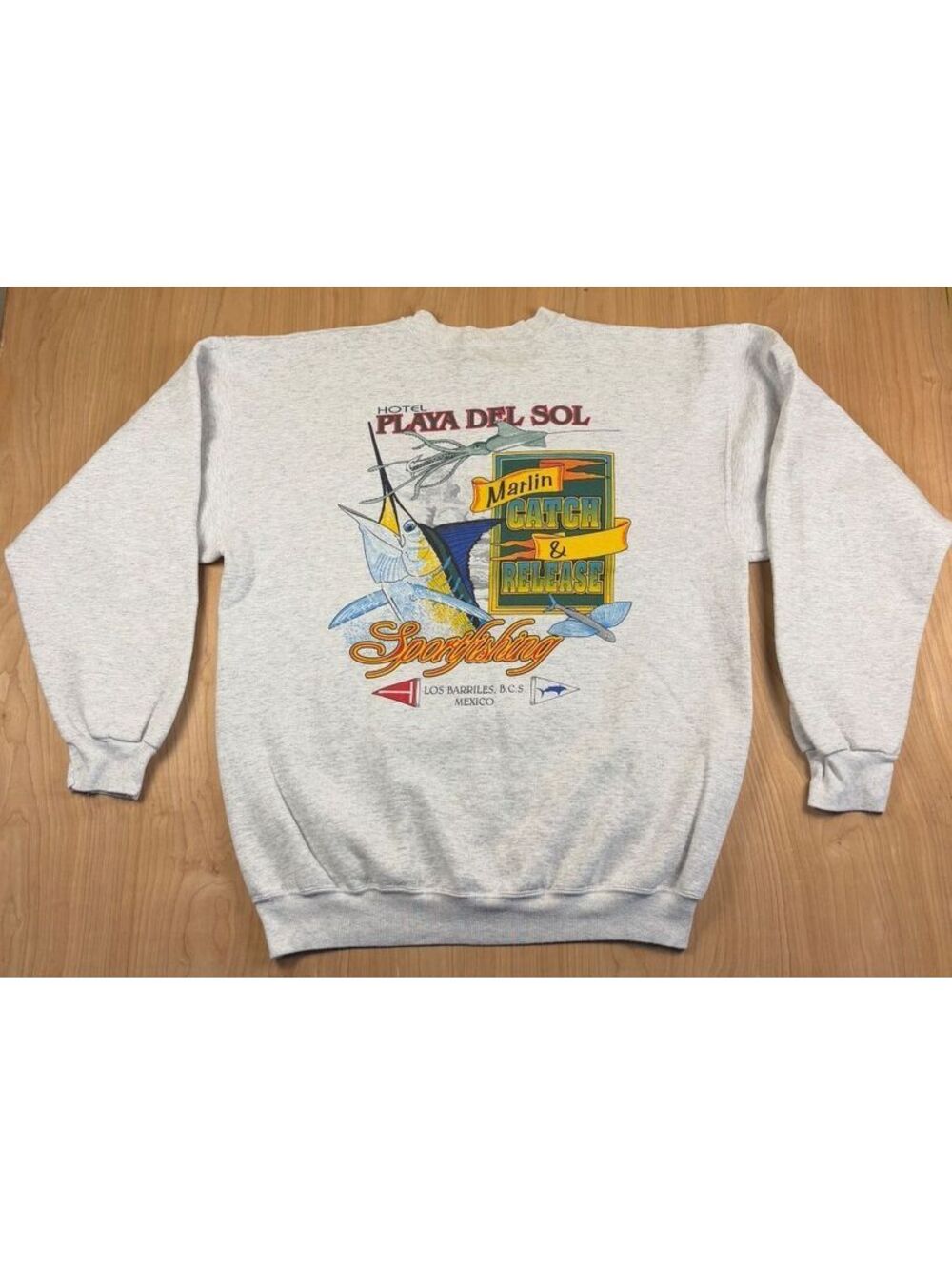 Vintage 90s Marlin Catch & Release sweatshirt sportfishing mexico fishing